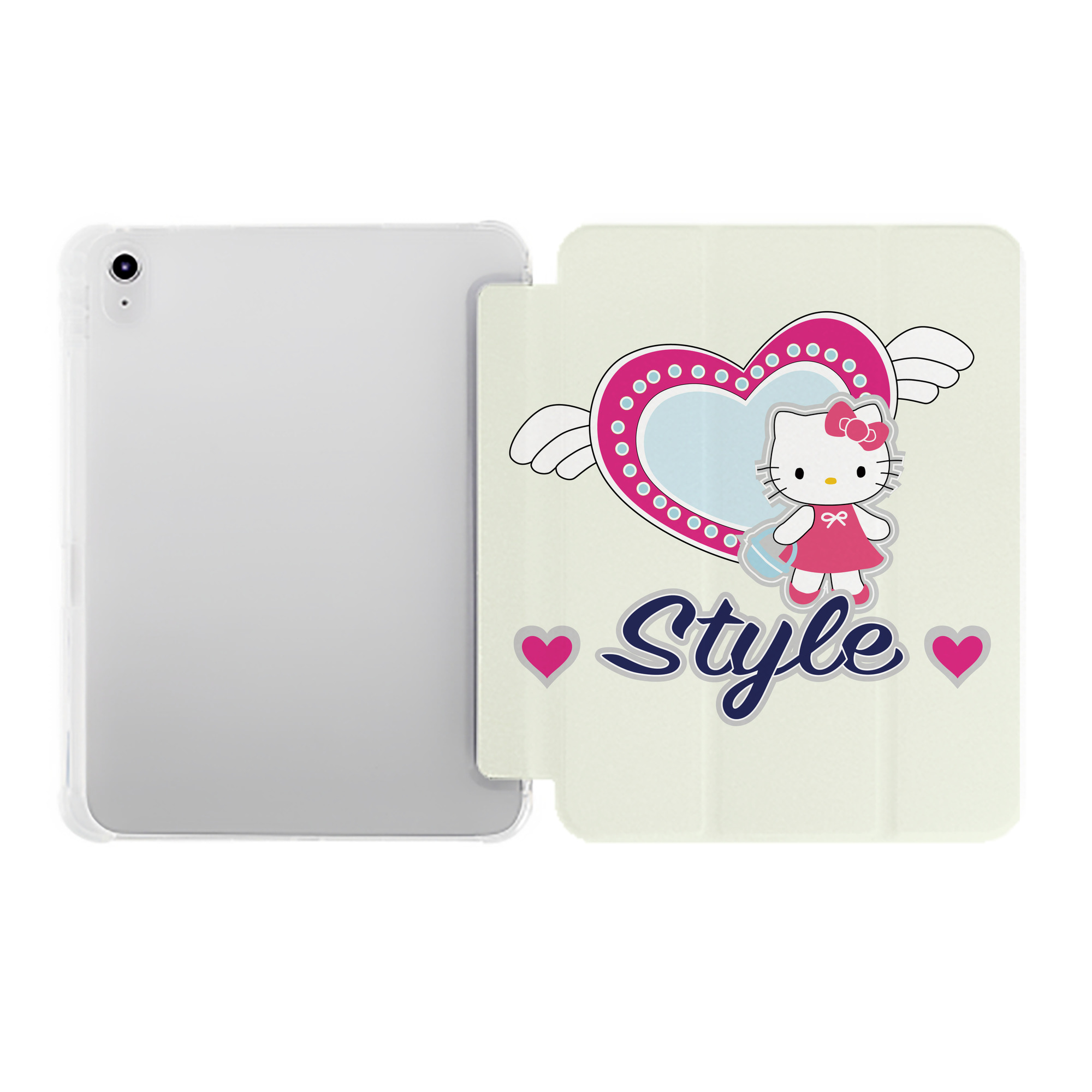 （画像用） Hello Kitty ハローキティ IPad ケース ペン収納付き 三つ折りスタンド PUレザー×シリコン 対応機種9.5/10.5/10.9インチ